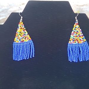 Earrings, African beaded earrings,  Blue earrings, Ankara earrings